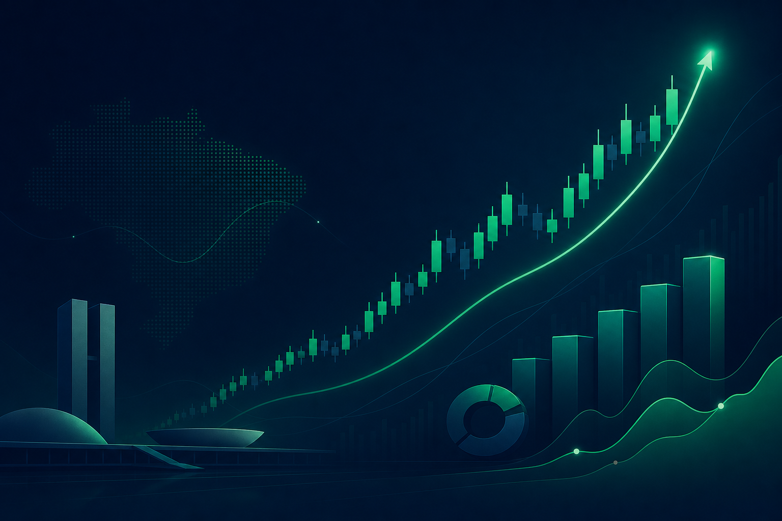 Gráficos e crescimento de investimentos — ilustração da plataforma